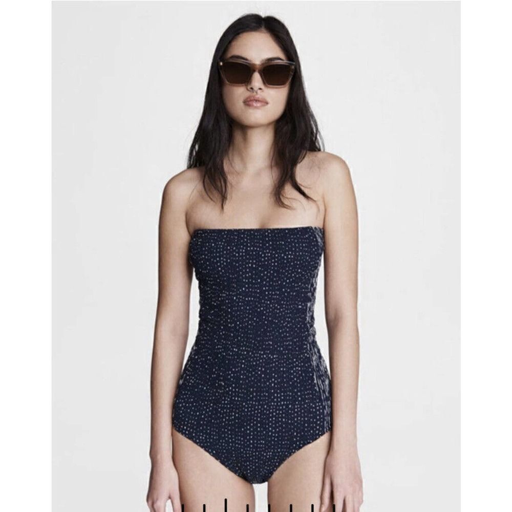 RAG & BONE New York Aster Strapless Smocked Printed Bodysuit Top Women’s Size 8 - Picture 2 of 12